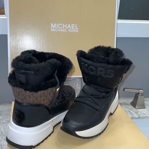 Michael Kors Black and Brown Fur-Lined Boots